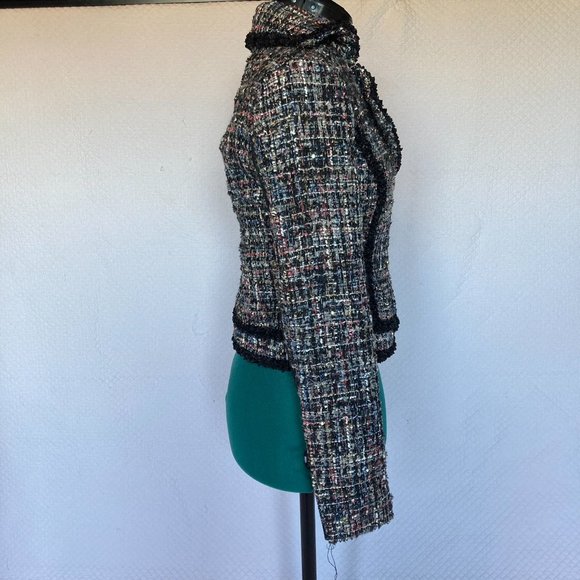 New York & Company Tweed Black Trim Multicolor Jacket With Silver Threads sz XS - Picture 4 of 13